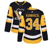 Women Adidas Pittsburgh Penguins #34 Tom Kuhnhackl Authentic Black Home NHL Jersey