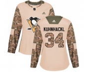 Women Adidas Pittsburgh Penguins #34 Tom Kuhnhackl Authentic Camo Veterans Day Practice NHL Jersey