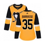 Women Adidas Pittsburgh Penguins #35 Tom Barrasso Authentic Gold Alternate NHL Jersey