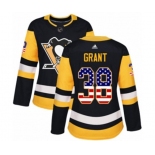 Women Adidas Pittsburgh Penguins #38 Derek Grant Authentic Black USA Flag Fashion NHL Jersey