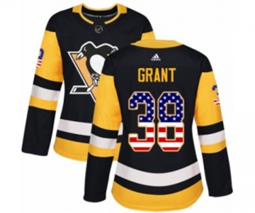 Women Adidas Pittsburgh Penguins #38 Derek Grant Authentic Black USA Flag Fashion NHL Jersey