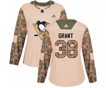 Women Adidas Pittsburgh Penguins #38 Derek Grant Authentic Camo Veterans Day Practice NHL Jersey