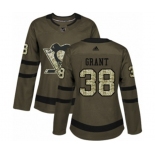 Women Adidas Pittsburgh Penguins #38 Derek Grant Authentic Green Salute to Service NHL Jersey