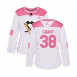 Women Adidas Pittsburgh Penguins #38 Derek Grant Authentic White Pink Fashion NHL Jersey