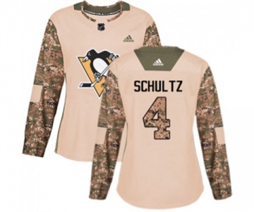 Women Adidas Pittsburgh Penguins #4 Justin Schultz Authentic Camo Veterans Day Practice NHL Jersey