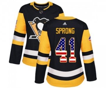 Women Adidas Pittsburgh Penguins #41 Daniel Sprong Authentic Black USA Flag Fashion NHL Jersey