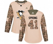 Women Adidas Pittsburgh Penguins #41 Daniel Sprong Authentic Camo Veterans Day Practice NHL Jersey