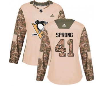 Women Adidas Pittsburgh Penguins #41 Daniel Sprong Authentic Camo Veterans Day Practice NHL Jersey