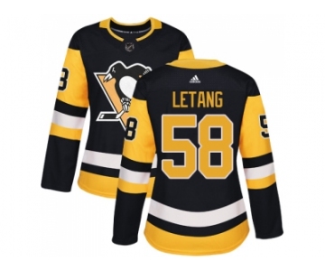 Women Adidas Pittsburgh Penguins #58 Kris Letang Black Home Authentic Stitched NHL Jersey