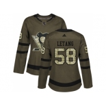 Women Adidas Pittsburgh Penguins #58 Kris Letang Green Salute to Service Stitched NHL Jersey