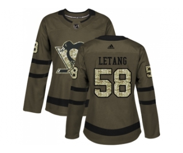 Women Adidas Pittsburgh Penguins #58 Kris Letang Green Salute to Service Stitched NHL Jersey