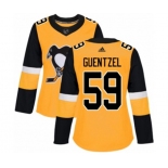 Women Adidas Pittsburgh Penguins #59 Jake Guentzel Authentic Gold Alternate NHL Jersey