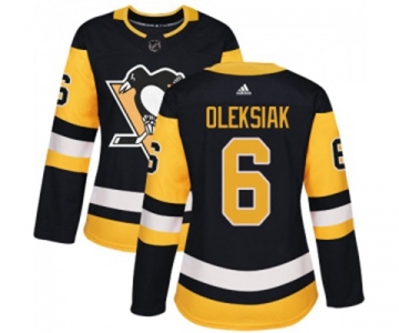 Women Adidas Pittsburgh Penguins #6 Jamie Oleksiak Authentic Black Home NHL Jersey