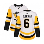 Women Adidas Pittsburgh Penguins #6 Jamie Oleksiak Authentic White Away NHL Jersey