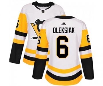 Women Adidas Pittsburgh Penguins #6 Jamie Oleksiak Authentic White Away NHL Jersey