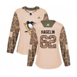 Women Adidas Pittsburgh Penguins #62 Carl Hagelin Authentic Camo Veterans Day Practice NHL Jersey