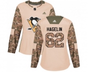 Women Adidas Pittsburgh Penguins #62 Carl Hagelin Authentic Camo Veterans Day Practice NHL Jersey