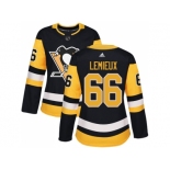 Women Adidas Pittsburgh Penguins #66 Mario Lemieux Black Home Authentic Stitched NHL Jersey