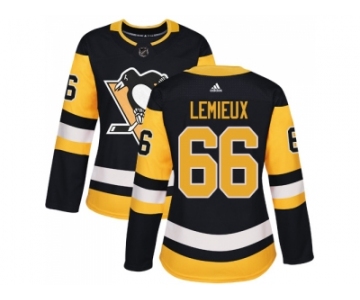 Women Adidas Pittsburgh Penguins #66 Mario Lemieux Black Home Authentic Stitched NHL Jersey