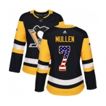 Women Adidas Pittsburgh Penguins #7 Joe Mullen Authentic Black USA Flag Fashion NHL Jersey