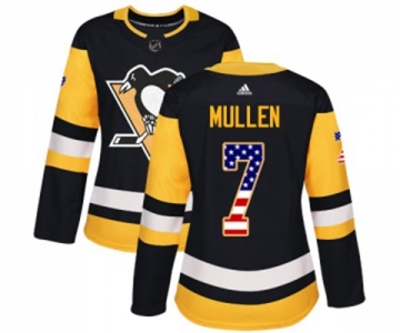 Women Adidas Pittsburgh Penguins #7 Joe Mullen Authentic Black USA Flag Fashion NHL Jersey