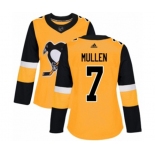 Women Adidas Pittsburgh Penguins #7 Joe Mullen Authentic Gold Alternate NHL Jersey