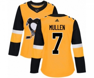 Women Adidas Pittsburgh Penguins #7 Joe Mullen Authentic Gold Alternate NHL Jersey