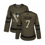 Women Adidas Pittsburgh Penguins #7 Matt Cullen Authentic Green Salute to Service NHL Jersey