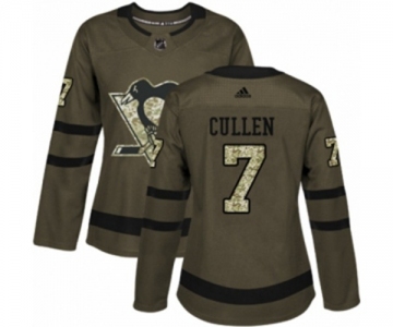 Women Adidas Pittsburgh Penguins #7 Matt Cullen Authentic Green Salute to Service NHL Jersey