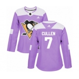 Women Adidas Pittsburgh Penguins #7 Matt Cullen Authentic Purple Fights Cancer Practice NHL Jersey