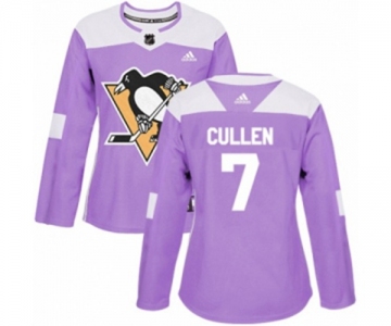 Women Adidas Pittsburgh Penguins #7 Matt Cullen Authentic Purple Fights Cancer Practice NHL Jersey