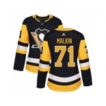 Women Adidas Pittsburgh Penguins #71 Evgeni Malkin Black Home Authentic Stitched NHL Jersey