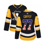 Women Adidas Pittsburgh Penguins #77 Paul Coffey Authentic Black USA Flag Fashion NHL Jersey