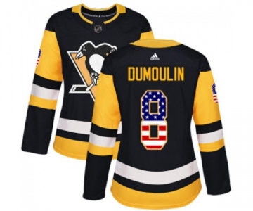 Women Adidas Pittsburgh Penguins #8 Brian Dumoulin Authentic Black USA Flag Fashion NHL Jersey