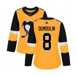 Women Adidas Pittsburgh Penguins #8 Brian Dumoulin Authentic Gold Alternate NHL Jersey