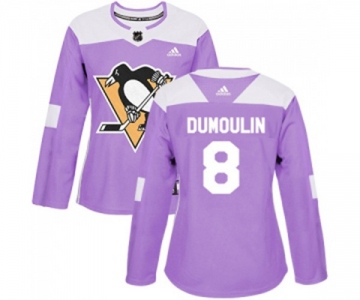 Women Adidas Pittsburgh Penguins #8 Brian Dumoulin Authentic Purple Fights Cancer Practice NHL Jersey