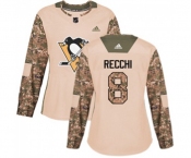 Women Adidas Pittsburgh Penguins #8 Mark Recchi Authentic Camo Veterans Day Practice NHL Jersey