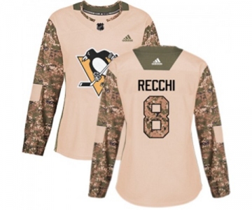 Women Adidas Pittsburgh Penguins #8 Mark Recchi Authentic Camo Veterans Day Practice NHL Jersey