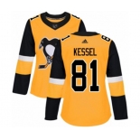 Women Adidas Pittsburgh Penguins #81 Phil Kessel Authentic Gold Alternate NHL Jersey