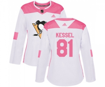 Women Adidas Pittsburgh Penguins #81 Phil Kessel Authentic White Pink Fashion NHL Jersey