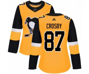 Women Adidas Pittsburgh Penguins #87 Sidney Crosby Authentic Gold Alternate NHL Jersey