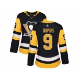 Women Adidas Pittsburgh Penguins #9 Pascal Dupuis Black Home Authentic Stitched NHL Jersey