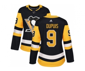 Women Adidas Pittsburgh Penguins #9 Pascal Dupuis Black Home Authentic Stitched NHL Jersey