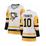 Women Pittsburgh Penguins #10 Ron Francis Authentic White Away Fanatics Branded Breakaway NHL Jersey