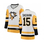 Women Pittsburgh Penguins #15 Riley Sheahan Authentic White Away Fanatics Branded Breakaway NHL Jersey