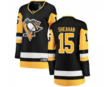 Women Pittsburgh Penguins #15 Riley Sheahan Fanatics Branded Black Home Breakaway NHL Jersey