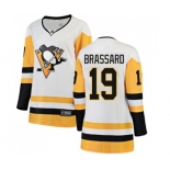 Women Pittsburgh Penguins #19 Derick Brassard Authentic White Away Fanatics Branded Breakaway NHL Jersey