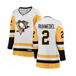 Women Pittsburgh Penguins #2 Chad Ruhwedel Authentic White Away Fanatics Branded Breakaway NHL Jersey