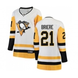 Women Pittsburgh Penguins #21 Michel Briere Authentic White Away Fanatics Branded Breakaway NHL Jersey