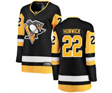 Women Pittsburgh Penguins #22 Matt Hunwick Fanatics Branded Black Home Breakaway NHL Jersey